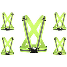 Reflective Safety Vest 5 Piece Adjustable Visibility Gear for Night Running Cycling and Motorcycle