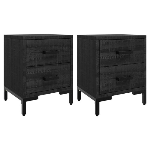 Berkfield Bedside Cabinets 2 pcs Black 36x30x45 cm Solid Wood Pine 1