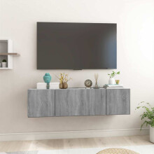 Berkfield TV Cabinet Set 2 pcs Grey 60 x 30 x 30 cm Engineered Wood