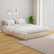 Berkfield Bed Frame without Mattress White Solid Wood 140x190 cm