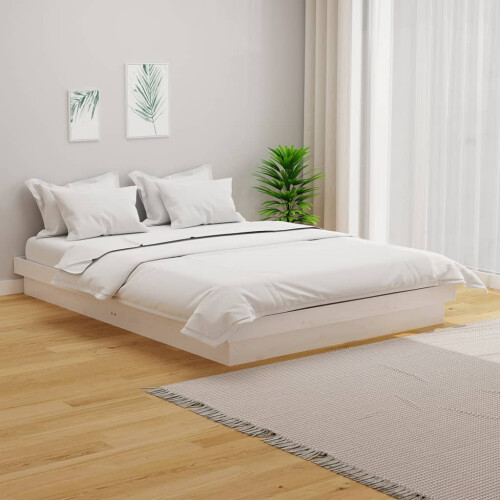 Berkfield Bed Frame without Mattress White Solid Wood 140x190 cm