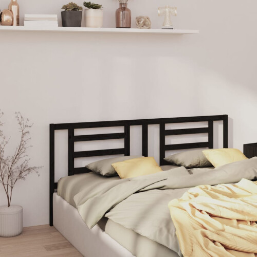 Berkfield Bed Headboard Black 206x4x100 cm Solid Pine Wood
