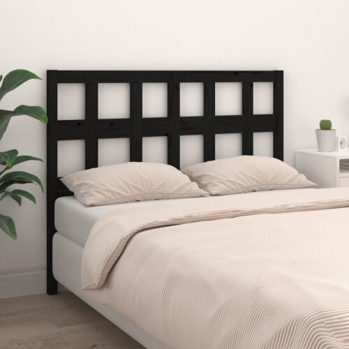 Berkfield Bed Headboard Black 125.5x4x100 cm Solid Wood Pine