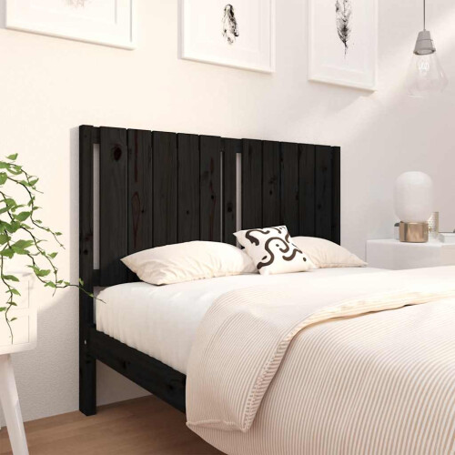 Berkfield Bed Headboard Black 125.5x4x100 cm Solid Wood Pine