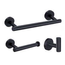 3pcs Bathroom Accessories Set Black, Wall Mounted Stainless Steel Towel Rack with Modern Minimalist Design