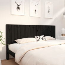 Berkfield Bed Headboard Black 205.5x4x100 cm Solid Wood Pine