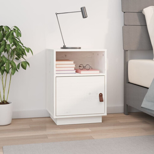 Berkfield Bedside Cabinet White 40x34x55 cm Solid Wood Pine