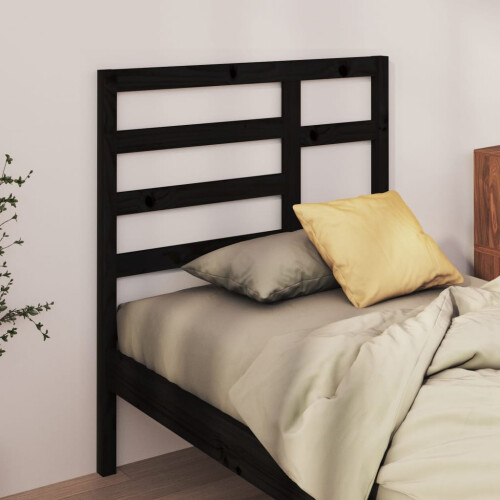 Berkfield Bed Headboard Black 81x4x104 cm Solid Wood Pine