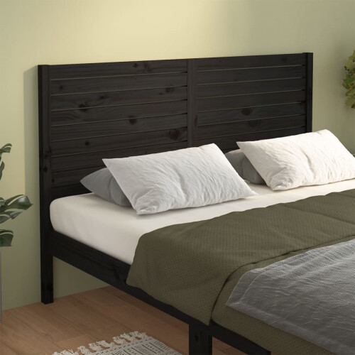 Berkfield Bed Headboard Black 141x4x100 cm Solid Wood Pine