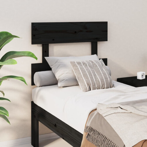 Berkfield Bed Headboard Black 93.5x3x81 cm Solid Wood Pine