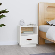 Berkfield Bedside Cabinet White 40x34x45 cm Solid Wood Pine