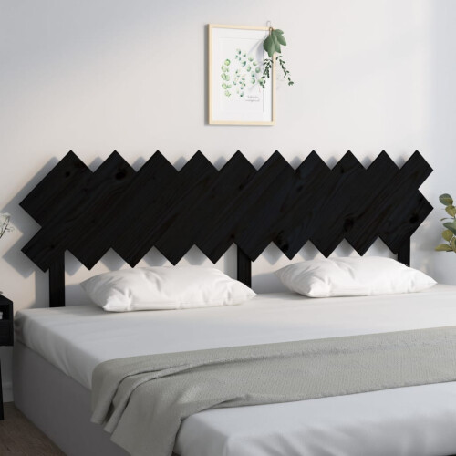 Berkfield Bed Headboard Black 196x3x80.5 cm Solid Wood Pine