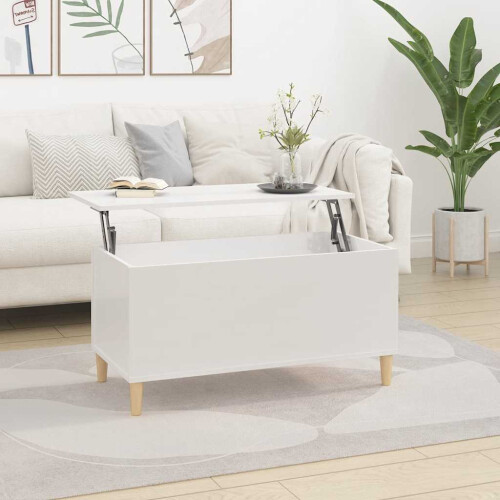 Berkfield Coffee Table High Gloss White 90x44.5x45 cm Engineered Wood