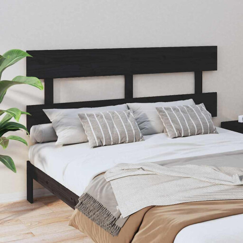 Berkfield Bed Headboard Black 164x3x81 cm Solid Wood Pine