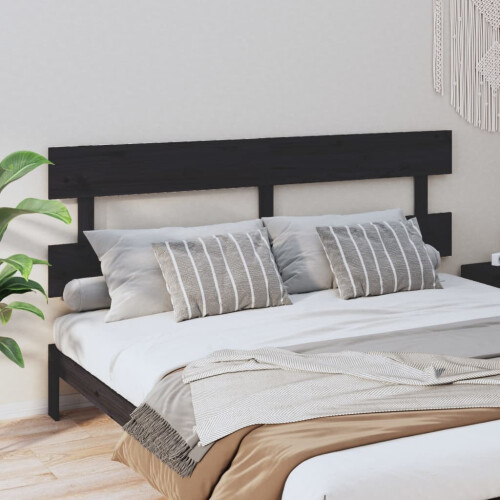 Berkfield Bed Headboard Black 184x3x81 cm Solid Wood Pine