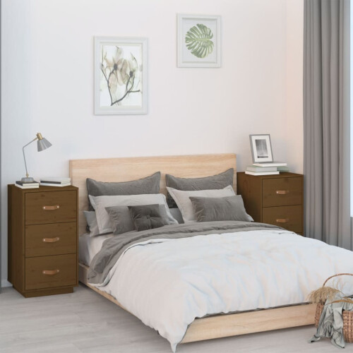 Berkfield Bedside Cabinets 2 pcs Honey Brown 40x40x75 cm Solid Wood Pine