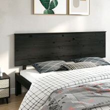 Berkfield Bed Headboard Black 204x6x82.5 cm Solid Wood Pine