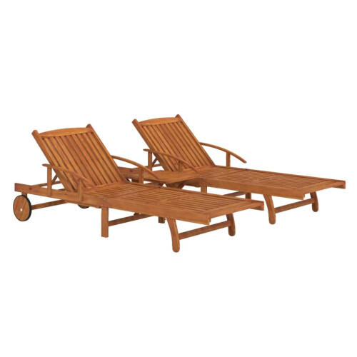 Berkfield 2 Piece Sunlounger Set with Table Solid Wood Acacia 2