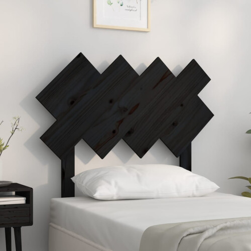 Berkfield Bed Headboard Black 92x3x81 cm Solid Wood Pine