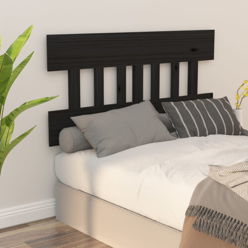 Berkfield Bed Headboard Black 203.5x3x81 cm Solid Wood Pine