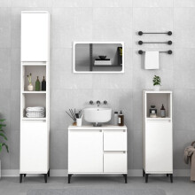 Berkfield Bathroom Cabinet White 30x30x190 cm Engineered Wood