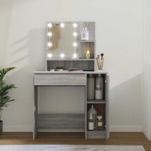 Berkfield Dressing Table with LED Grey Sonoma 86.5x35x136 cm