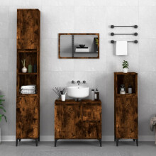 Berkfield Bathroom Cabinet Smoked Oak 30x30x100 cm Engineered Wood