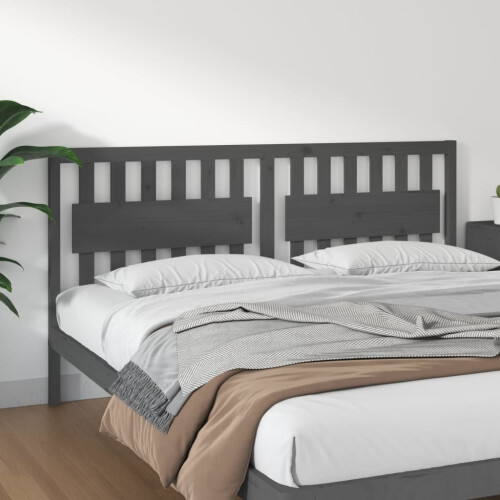 Berkfield Bed Headboard Grey 185.5x4x100 cm Solid Wood Pine