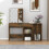 Berkfield LED Dressing Table with Cabinet Smoked Oak Engineered Wood 4