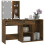 Berkfield LED Dressing Table with Cabinet Smoked Oak Engineered Wood 6