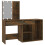 Berkfield LED Dressing Table with Cabinet Smoked Oak Engineered Wood 7