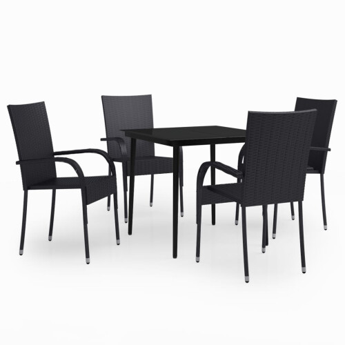 Berkfield 5 Piece Garden Dining Set Black 1