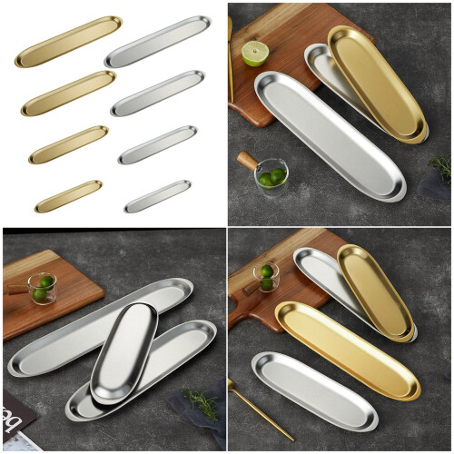 Modern Narrow Appetizer Serving Dish Elegant Corrosions-gold D 2