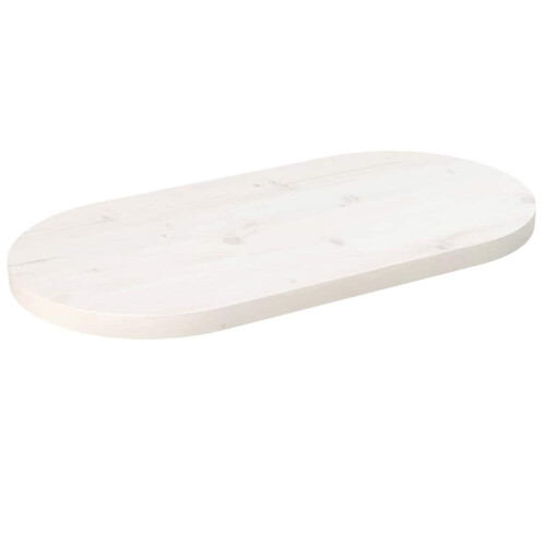 Berkfield Table Top White 70x35x2.5 cm Solid Wood Pine Oval