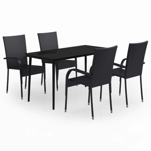 Berkfield 5 Piece Garden Dining Set Black 1