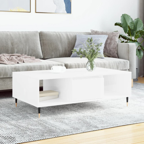 Berkfield Coffee Table High Gloss White 104x60x35 cm Engineered Wood
