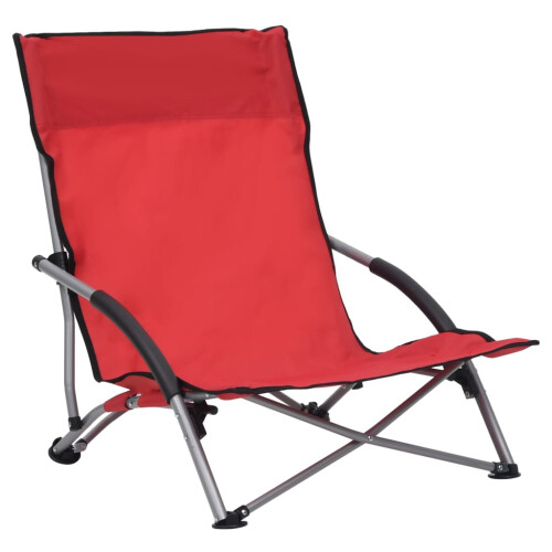 Berkfield Folding Beach Chairs 2 pcs Red Fabric 1