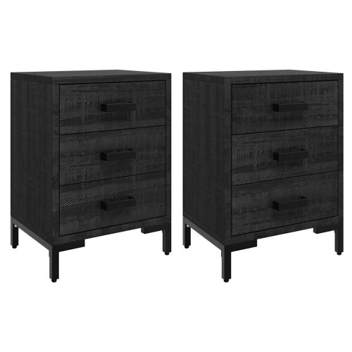 Berkfield Bedside Cabinets 2 pcs Black 40x30x55 cm Solid Wood Pine 1