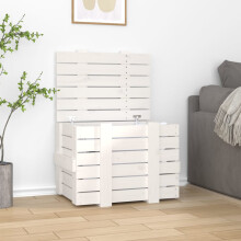 Berkfield Storage Box White 58x40.5x42 cm Solid Wood Pine