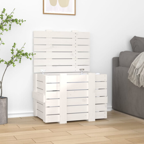 Berkfield Storage Box White 58x40.5x42 cm Solid Wood Pine