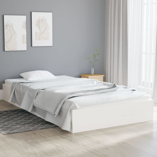 Berkfield Bed Frame without Mattress White Solid Wood 90x200 cm