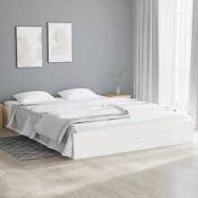 Berkfield Bed Frame without Mattress White Solid Wood 140x190 cm