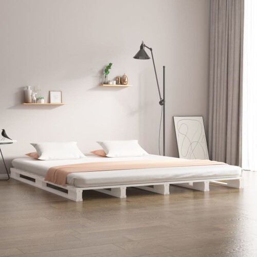 Berkfield Pallet Bed without Mattress White 200x200 cm Solid Wood