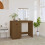 Berkfield Dressing Table with LED Honey Brown 95x50x133.5 cm Solid Wood Pine 1