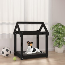 Berkfield Dog Bed Black 61x50x70 cm Solid Wood Pine