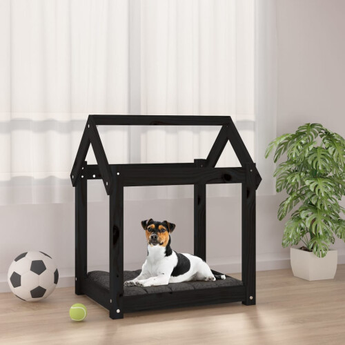Berkfield Dog Bed Black 61x50x70 cm Solid Wood Pine