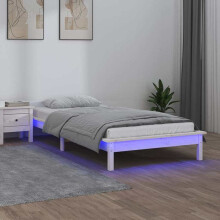 Berkfield LED Bed Frame without Mattress White 90x190 cm Single Single Solid Wood