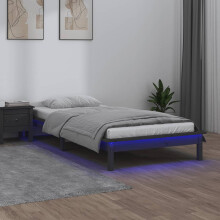 Berkfield LED Bed Frame without Mattress Grey 90x190 cm Single Single Solid Wood