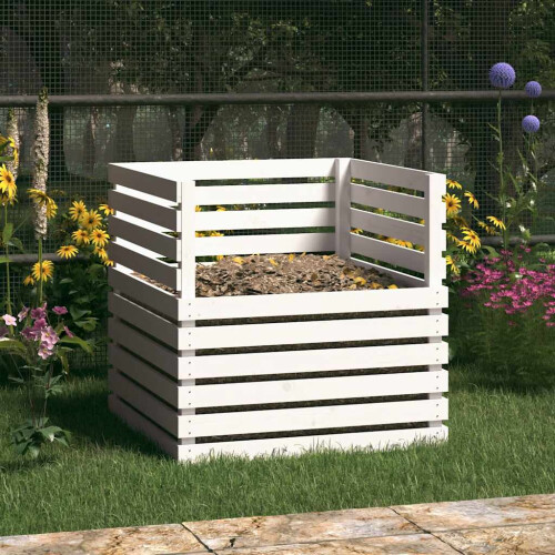 Berkfield Composter White 80x80x78 cm Solid Wood Pine