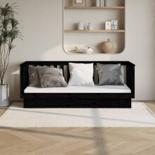 Berkfield Day Bed without Mattress Black 75x190 cm Small Single Solid Wood Pine